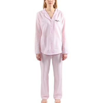 Esprit Calista Flannel Pyjamas Set Hvid/Rosa bomuld 38 Dame
