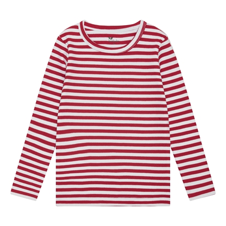 Se BIRKHOLM Stribet Rib Bluse Blomme Lilla & Rabarber Rosa hos SmartKidz