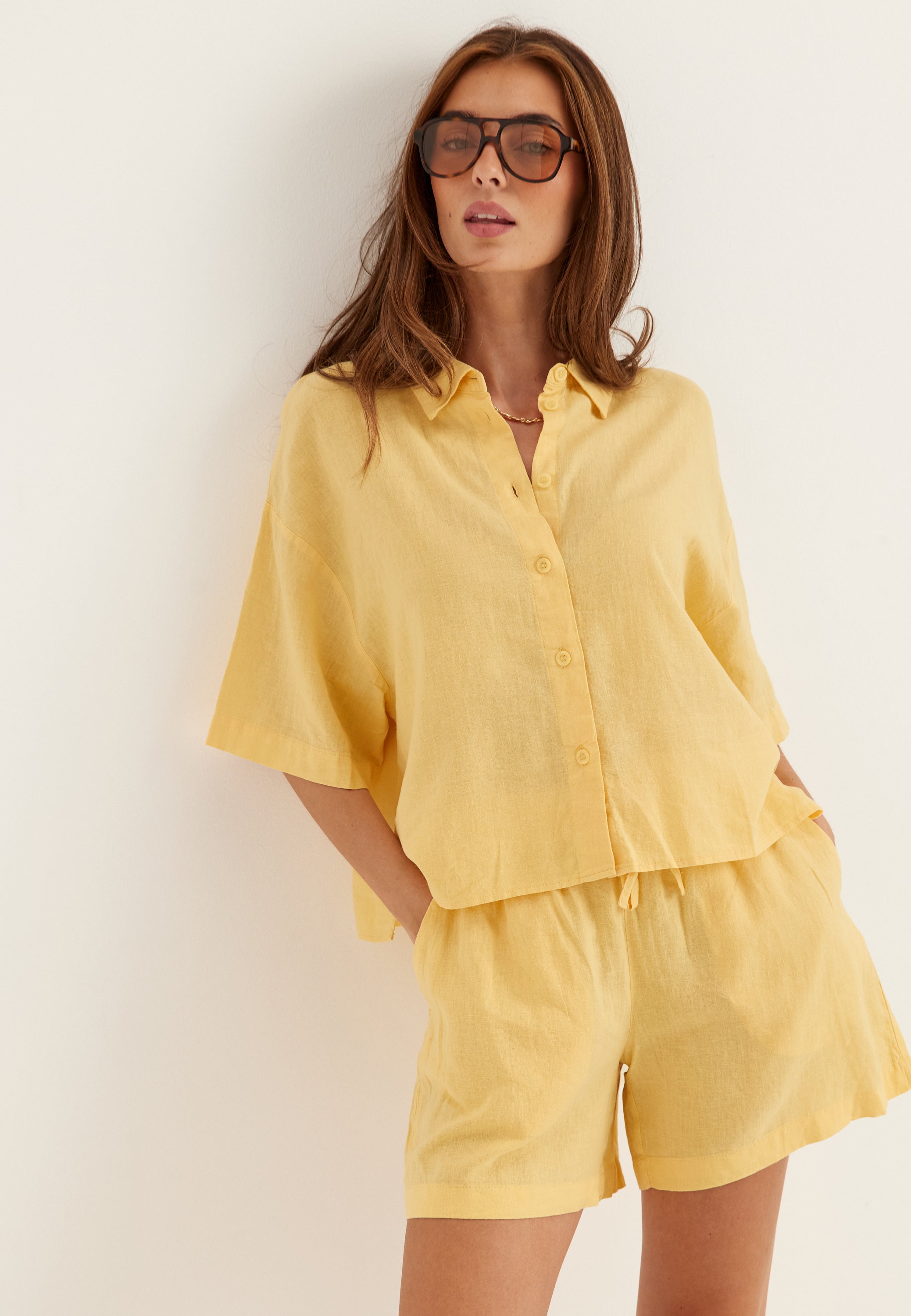 VERO MODA Vmlinn 2/4 SHORT SHIRT WVN NOOS