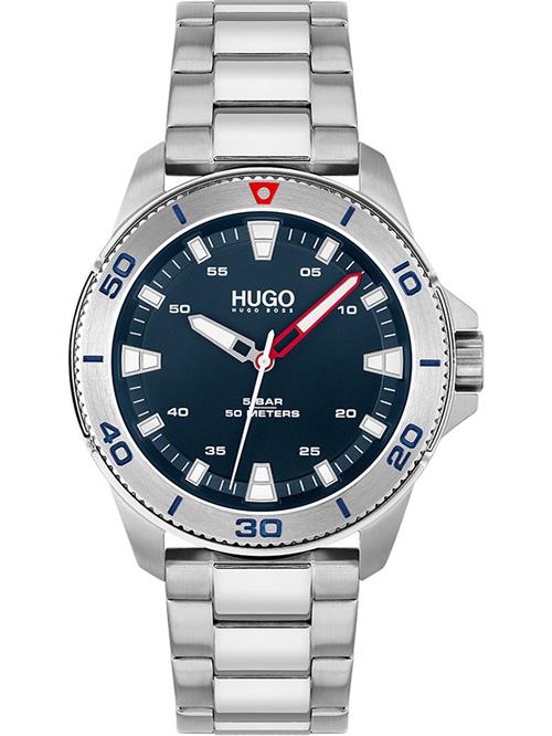 HUGO Analogt ur  natblå / rød / sølv