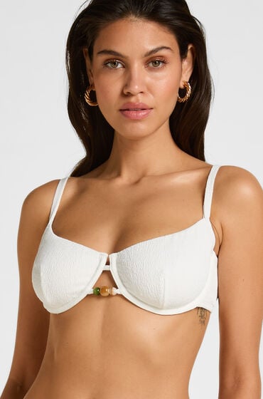 Hunkemöller Ikke-Polstret Bøjle Bikini Top Crinkle Hvid