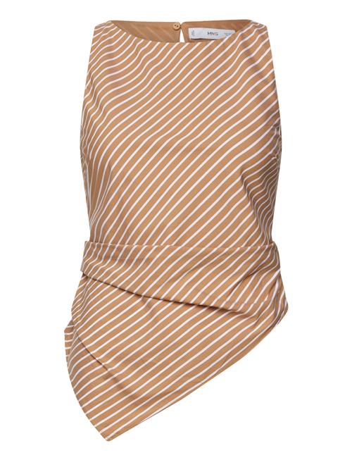 Mango | Asymmetrical Striped Cotton Top | S