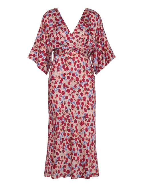 Malina | Juno V-Neck Satin Midi Dress | XS