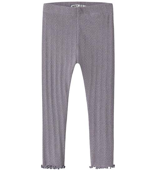 Name It Leggings - Rib/Hulmønster - NmfBlitta - Lavender Gray/Me