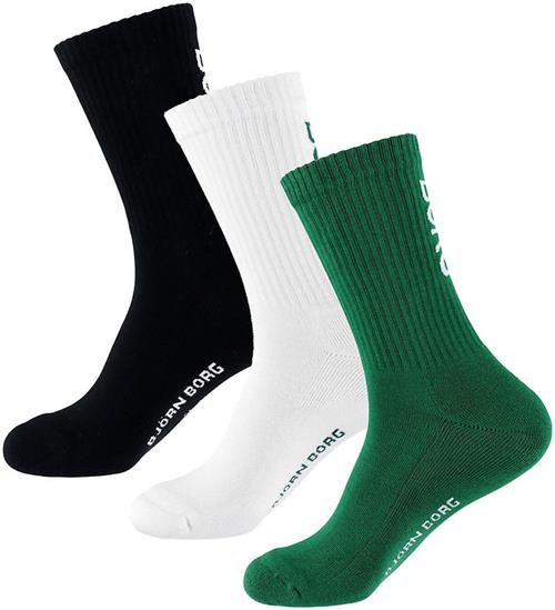 Björn Borg Strømper - 3-pak - Crew - Grøn/Sort/Hvid