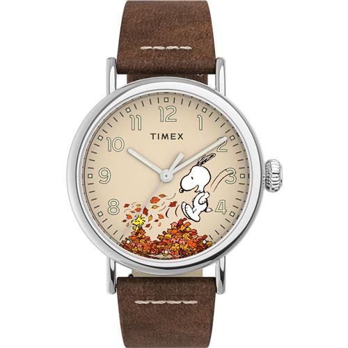 TIMEX Analogt ur ' Timex Standard x Peanuts Featuring Snoopy Autumn '  beige / brun / sølv