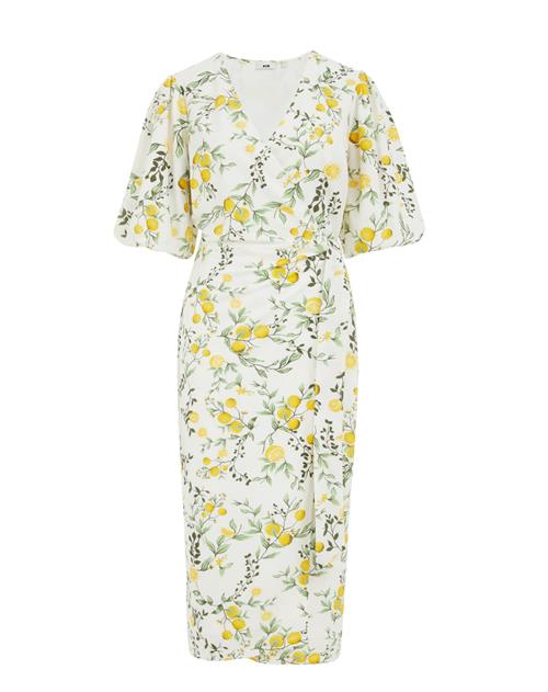 WE Fashion Kjole  gul / grøn / hvid