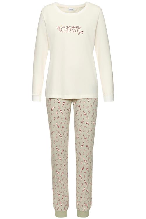 LASCANA Pyjamas  beige / lysegrøn / rød