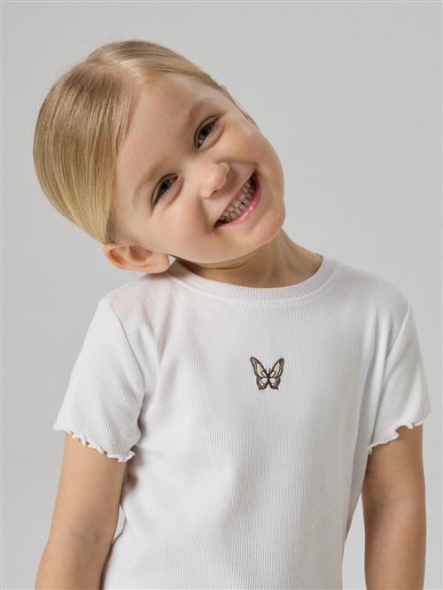 NAME IT T-shirt Vivemma Bright White Butterfly Embroidery