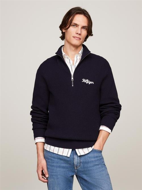 HILFIGER GRAPHIC WAFFLE ZIP MOCK