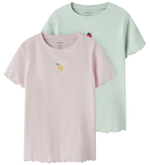Name It T-shirt - Rib - 2-pak - NkfVivemma - Pale Aqua/Cradle Pi