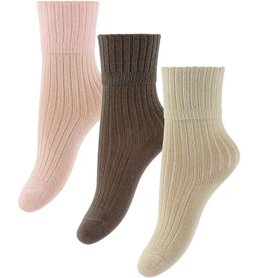 Name It Strømper - 3-pak - NbfNobba - Almond Milk/Brown Lentil/C