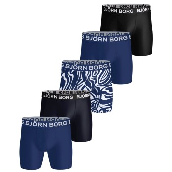 Björn Borg 5P Sports Microfiber Boxer Trunks Sort/Marine/Hvid polyester Large Herre