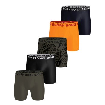 Björn Borg 5P Sports Microfiber Boxer Trunks Sort/Grøn polyester Medium Herre