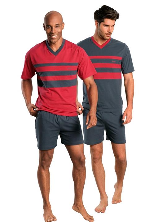 LE JOGGER Pyjamas kort  mørkegrå / rød