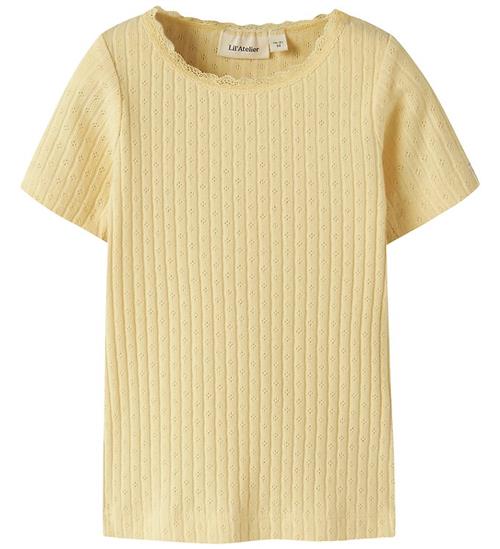 Lil' Atelier T-shirt - Rib - NmfHaldis - Sunlight m. Hulmønster