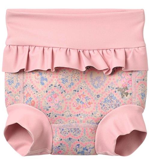 Wheat Blebadebukser m. Flæser - Rita - Pink Heart Flowers