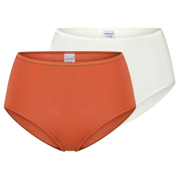 Schiesser Trusser 2P Modal Essentials Midi Slips Orange/Hvid modal 40 Dame