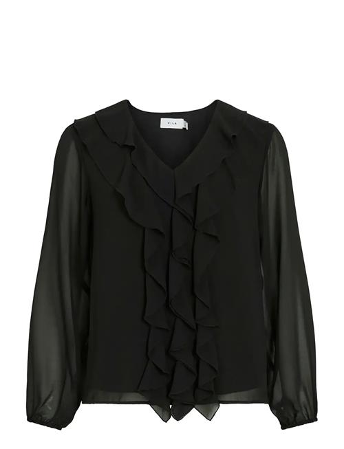 Vila | Viane L/S V-Neck Frill Top - Noos | 42