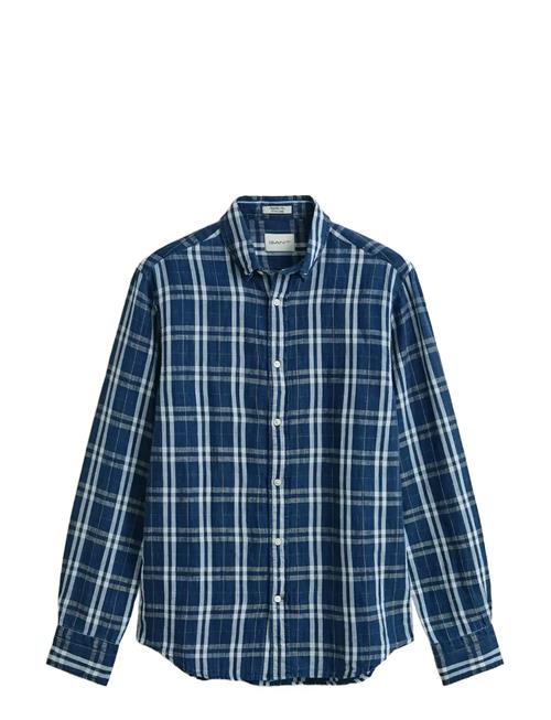 GANT | Reg Cotton Linen Indigo Chk Shirt | XL