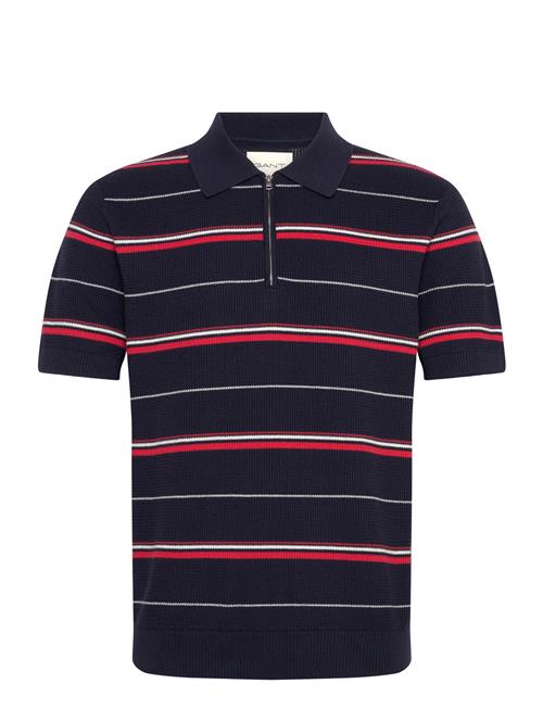GANT | Striped Textured Zip Polo | XXXL