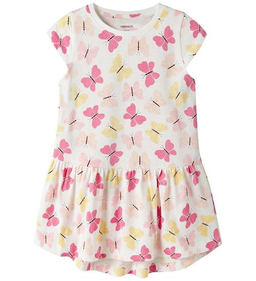 Name It Kjole - NmfVigga - Bright White/Pink Butterfly