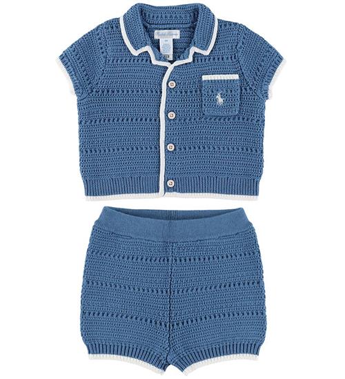 Polo Ralph Lauren Striksæt - Bloomers/Cardigan - Blue