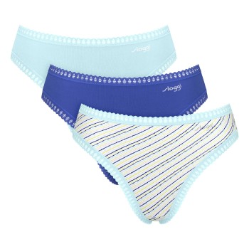 Sloggi Trusser 3P GO Crush High Leg Briefs Blå Mønster bomuld Small Dame