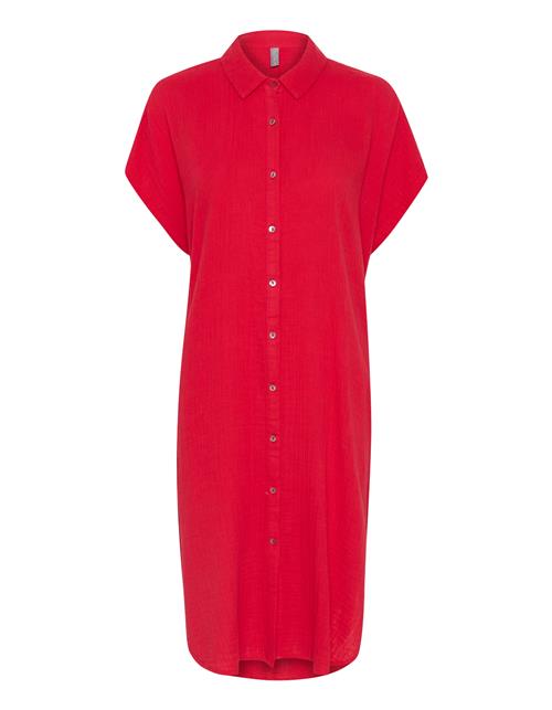 CULTURE Kjole  mørkerød