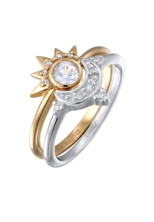 ELLI Ring 'Sonne und Mond'  guld / sølv