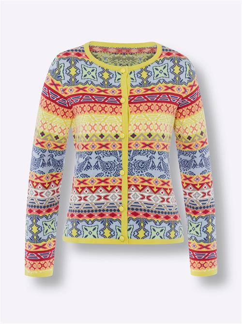 heine Cardigan  lyseblå / lemon / taupe / rød