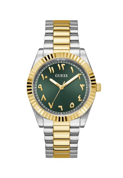 GUESS Analogt ur 'Connoisseur'  guld / mørkegrøn / sølv