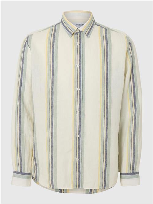 SELECTED Skjorte  lysegul / petroleum / mint / uldhvid