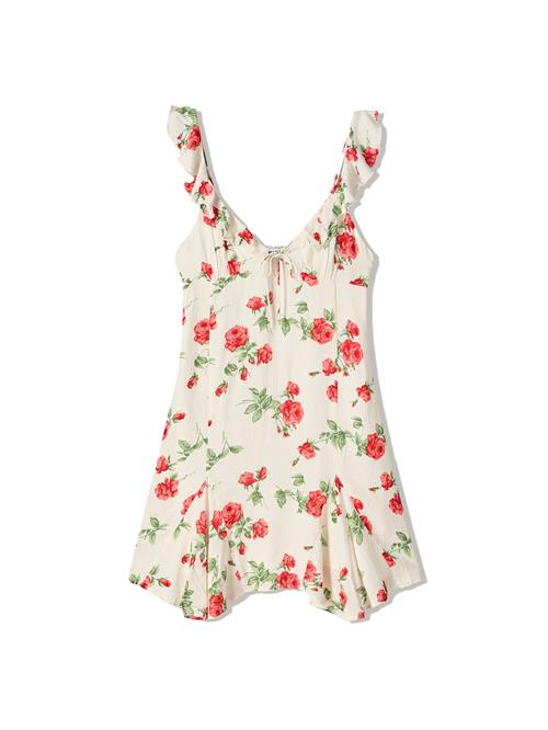 Bershka Sommerkjole  grøn / mørkegrøn / rød / hvid