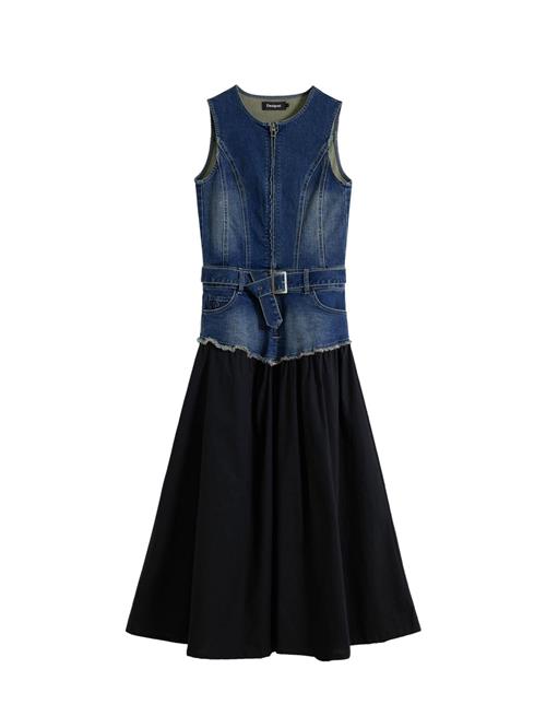 Desigual Kjole  blue denim / sort