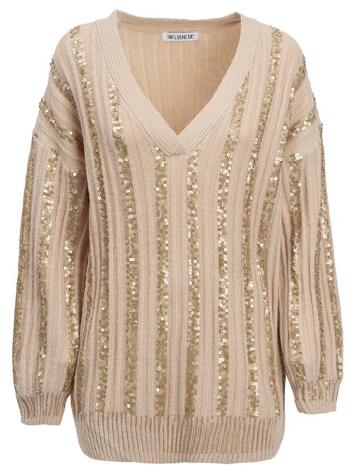 Influencer Pullover  beige / guld