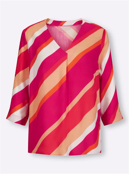 heine Bluse  abrikos / mørk pink / hvid
