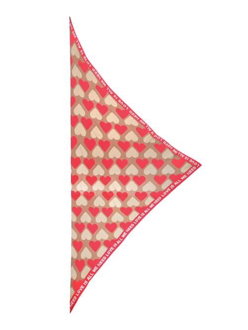 Zwillingsherz Tørklæde 'Lieeebe'  beige / mørkebeige / hindbær / hvid