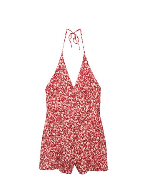 Pull&Bear Jumpsuit  cranberry / hvid