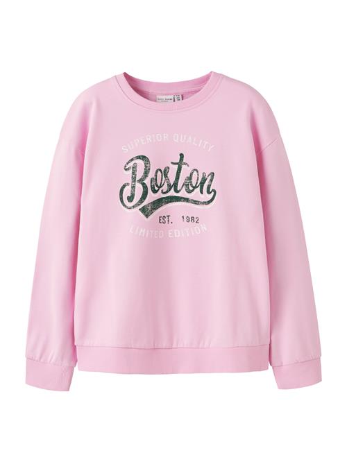 NAME IT Sweatshirt 'NKFVILOUI'  mørkegrøn / lys pink / hvid