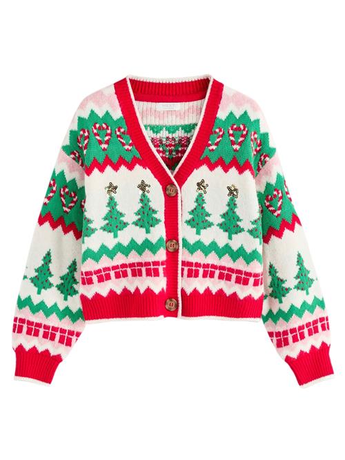 Next Cardigan 'Christmas Tree'  guld / grøn / rød / hvid