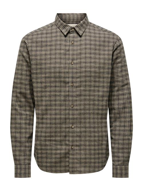 Only & Sons Skjorte 'ONSGUDMUND'  cappuccino / mørkebrun