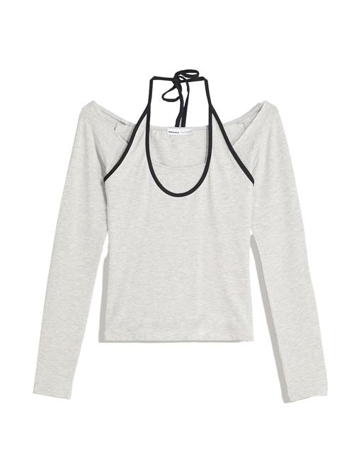 Bershka Shirts  lysegrå / sort