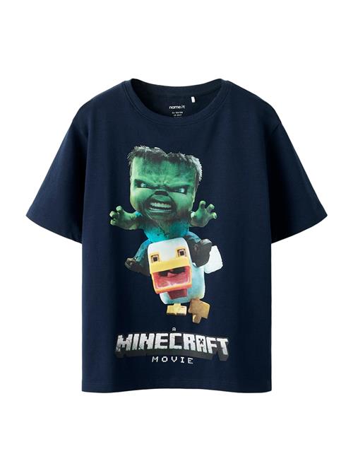 NAME IT Shirts 'NKMNIF MINECRAFT'  marin / neonblå / grøn / hvid