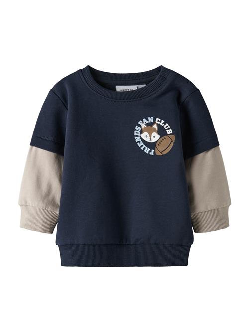 NAME IT Sweatshirt 'NBMSUMO'  mørkebeige / navy / pastelblå / hvid