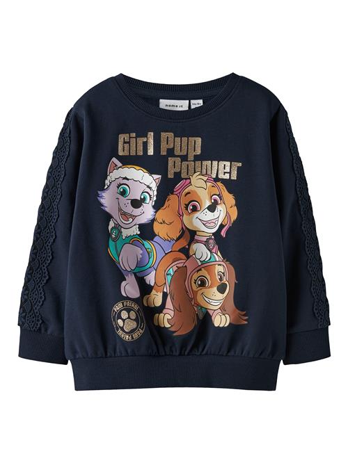 NAME IT Sweatshirt 'NMFNABA PAW'  navy / brun / guld / lilla