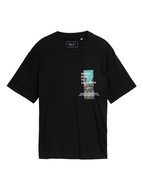 TOM TAILOR DENIM Bluser & t-shirts  turkis / mørkegrå / sort / hvid