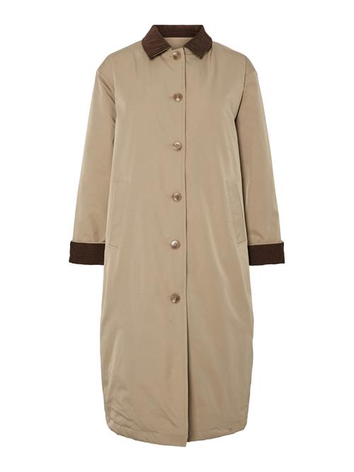 PIECES Overgangsfrakke 'JORMA'  brun / greige