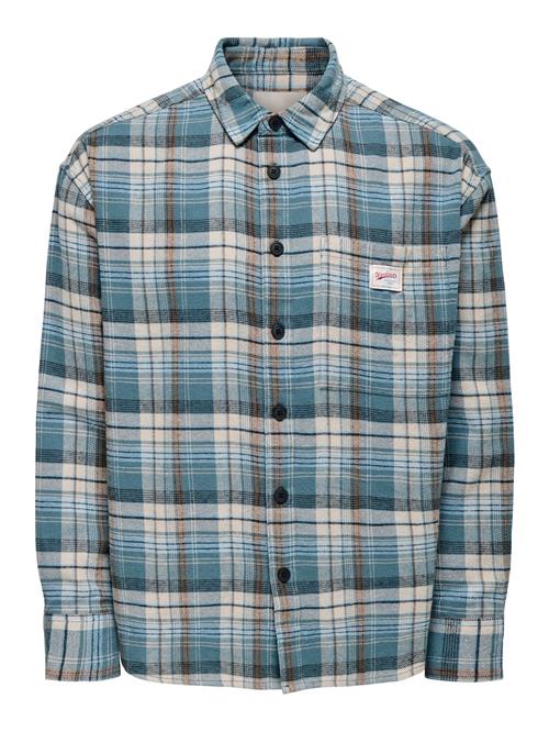 Only & Sons Skjorte 'ONSJack'  ecru / cyanblå / brun / sort