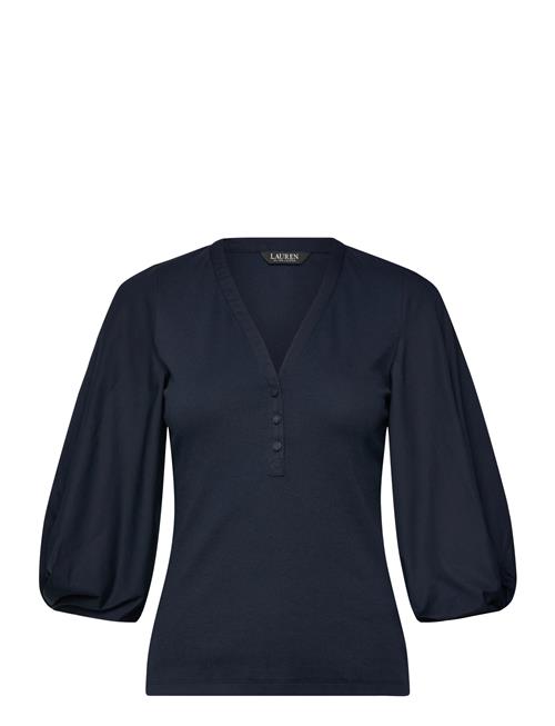 Lauren Ralph Lauren | Rib-Knit Balloon-Sleeve Henley Top | L